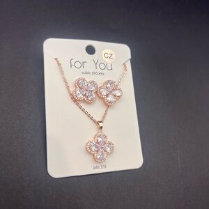 Rose Gold Jewelry Set with Cubic Zirconia